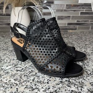 Black Braided Women's Heeled Sandals Reeva Size 9.5